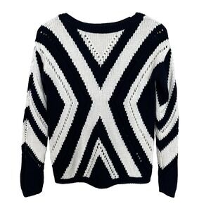 Banana Republic Pullover Beach Sweater Womens XS Navy White Coastal Preppy